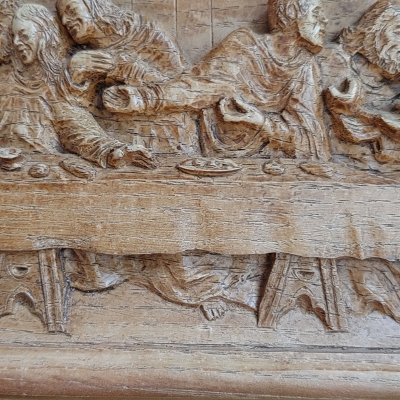 Wood Carved Plaque Relief Jesus Apostles Sculpture Leonardo Picture Wall - Picture 13 of 15